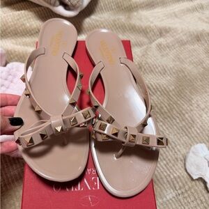 Valentino Women's Beige Studded Sandals
